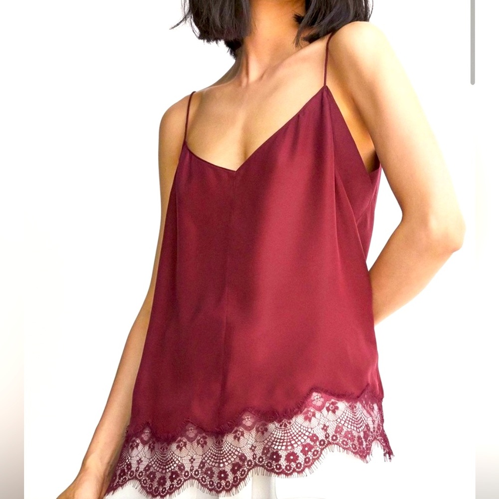 Massimo Dutti burgundy 100% silk camisole, size 6 (USA)